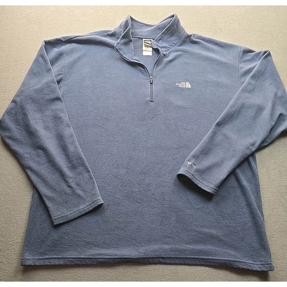 The North Face TKA 100 Fleece Pullover Sweater Men's L‎ Blue 1/4 Zip Lightweight